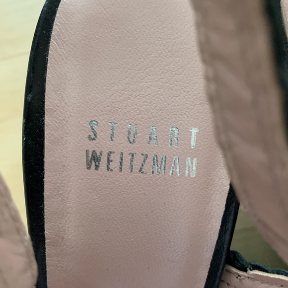 Stuart Weitzman - Women's Woven Leather Wedge Shoes (black-size 7) - Picture 3 of 6